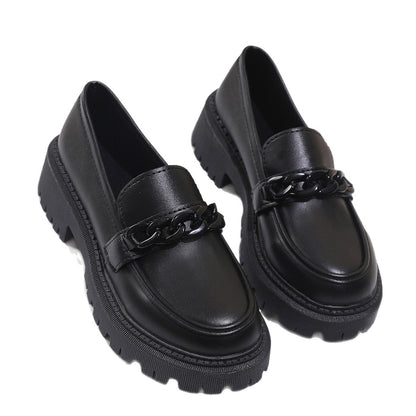 Edie - Women's British-Style Chain Loafers, Bow Detail Flat Shoes