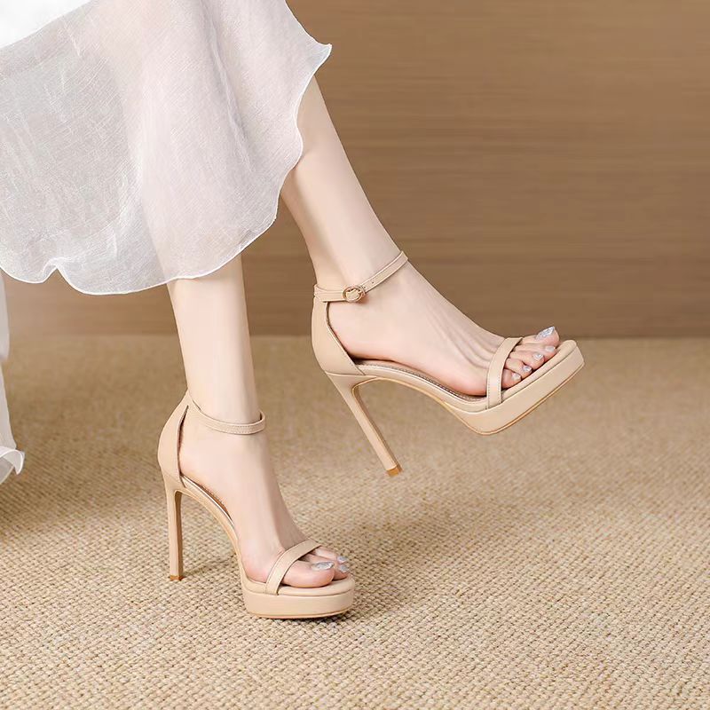 Elara - Women's Strappy Stiletto Platform Sandals, Sexy Metallic Heels
