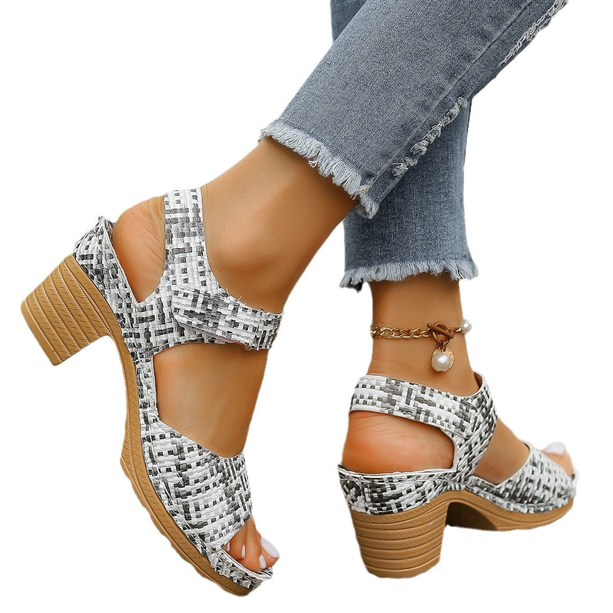Talia - Women's Wedge Heel Roman Sandals, Buckle Strap Open-Toe Shoes