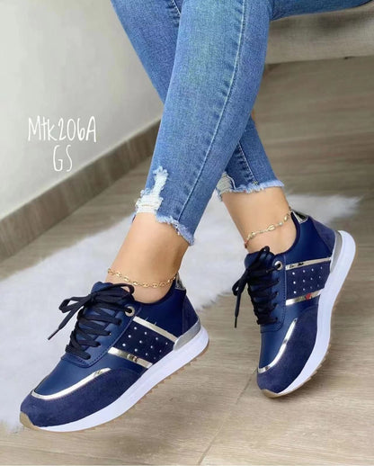Ivy - Women's Color-Block Platform Sneakers, Low-Top Tennis Shoes