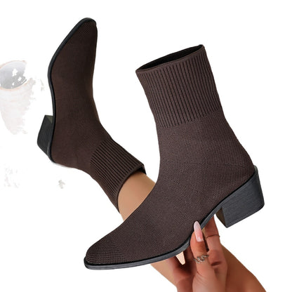 Elara - Women's Knit Sock Mid-Calf Boots, Lightweight Stretch Boots