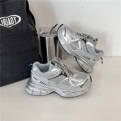 Edie - Women's Trendy Platform Dad Sneakers, Korean-Style Thick Sole Shoes