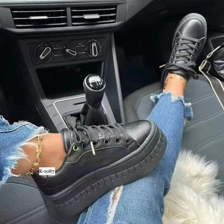 Luna - Women's Platform Lace-Up Sneakers, Thick Sole Nurse Shoes