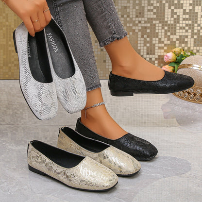 Faye - Women's Square-Toe Flat Loafers, Retro European-Style Shoes