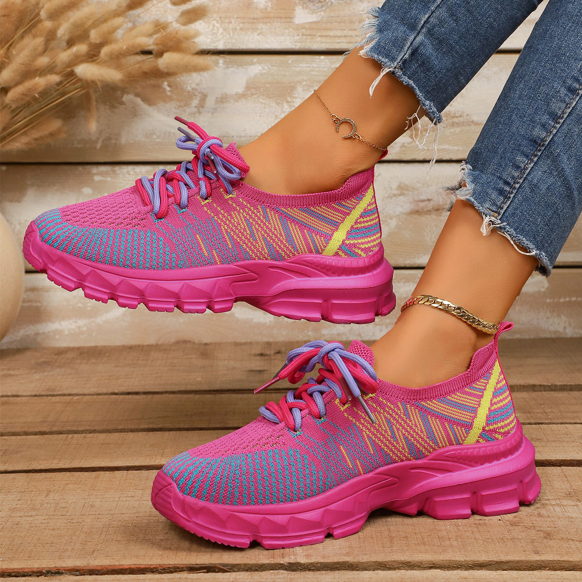 Cleo - Women's Breathable Mesh Travel Sneakers, Lightweight Korean-Style Running Shoes