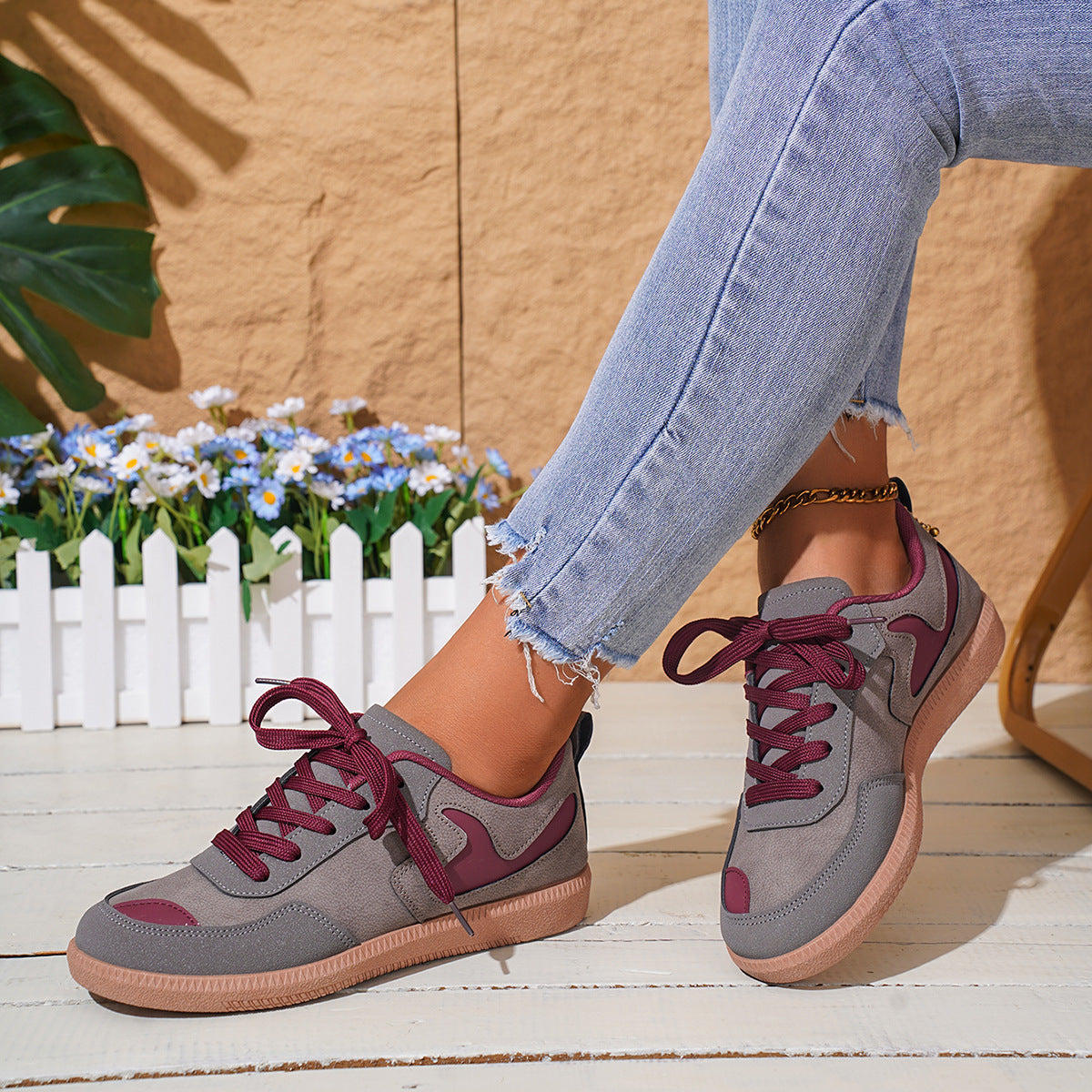 Luna - Women's Color-Block Round-Toe Flats, Casual Low-Cut Shoes