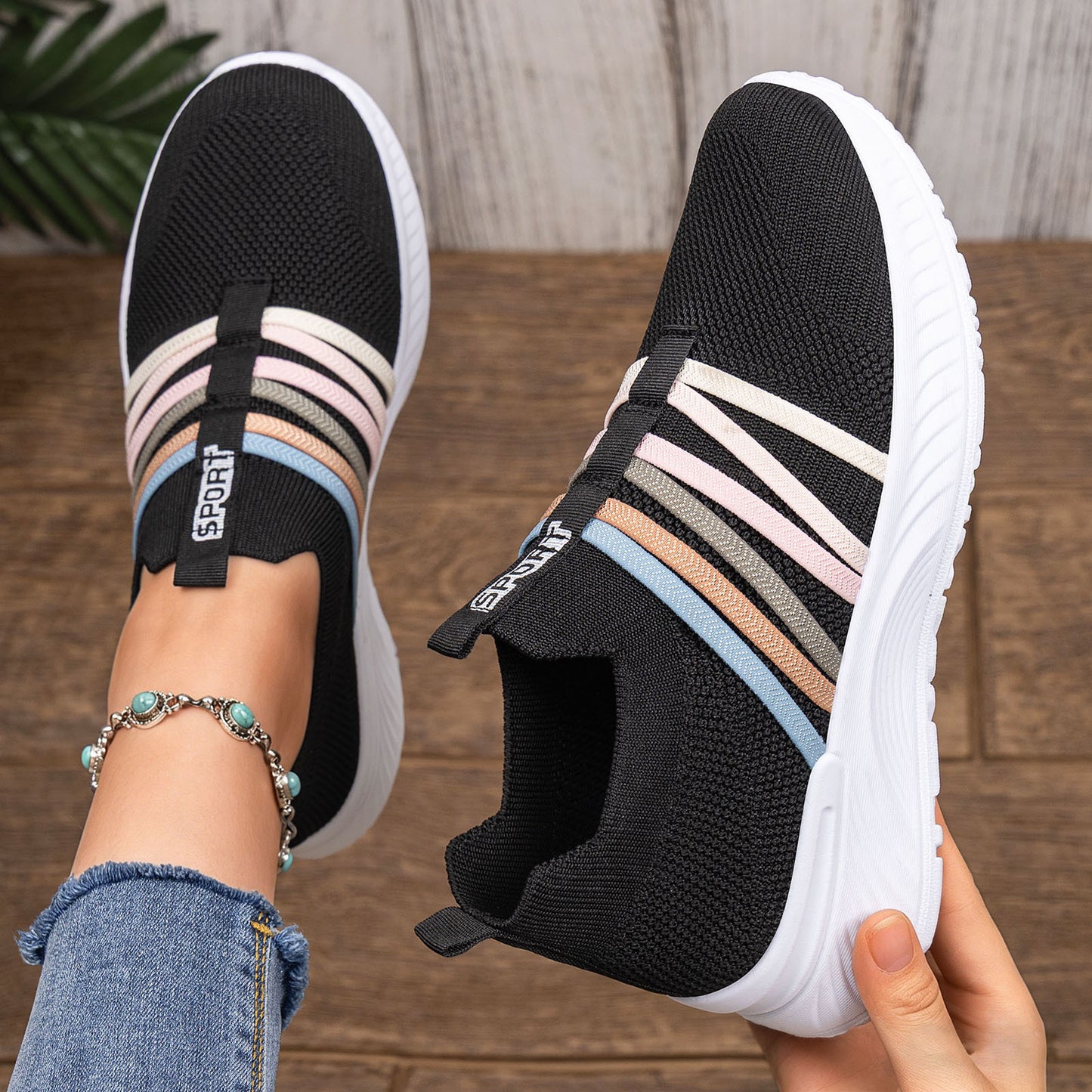 Wren - Women's Knit Slip-On Soft Sole Shoes, Breathable Lazy Comfort Sneakers