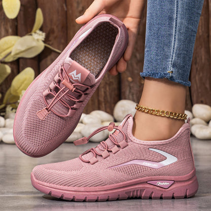 Elara - Women's Knit Outdoor Sneakers, Solid Color Versatile Running Shoes