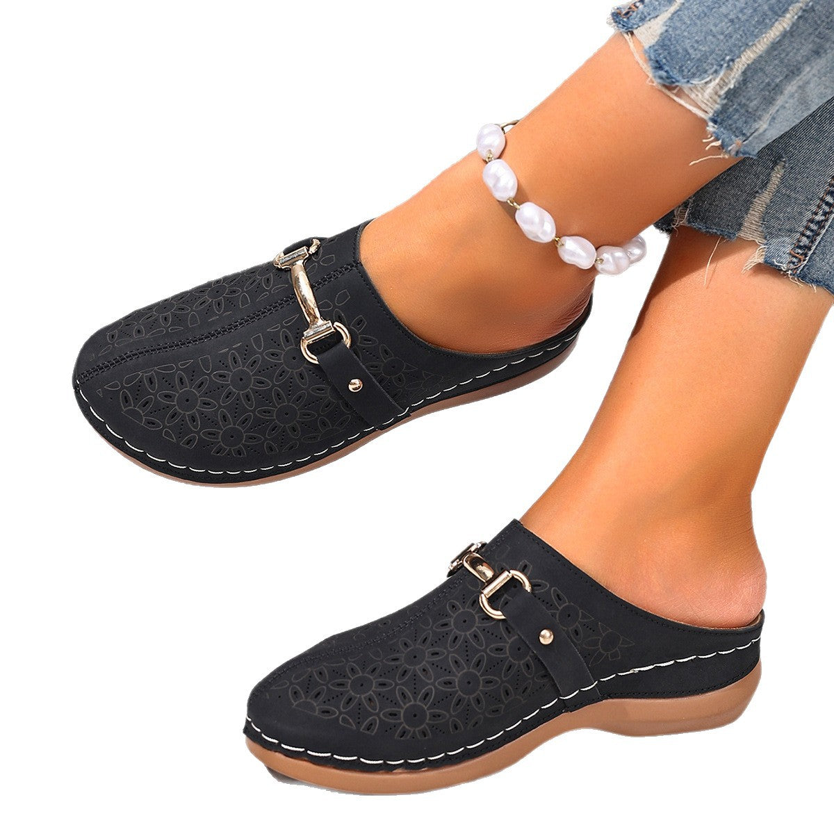 Ivy - Women's Closed-Toe Platform Slides, Thick Sole Backless Sandals