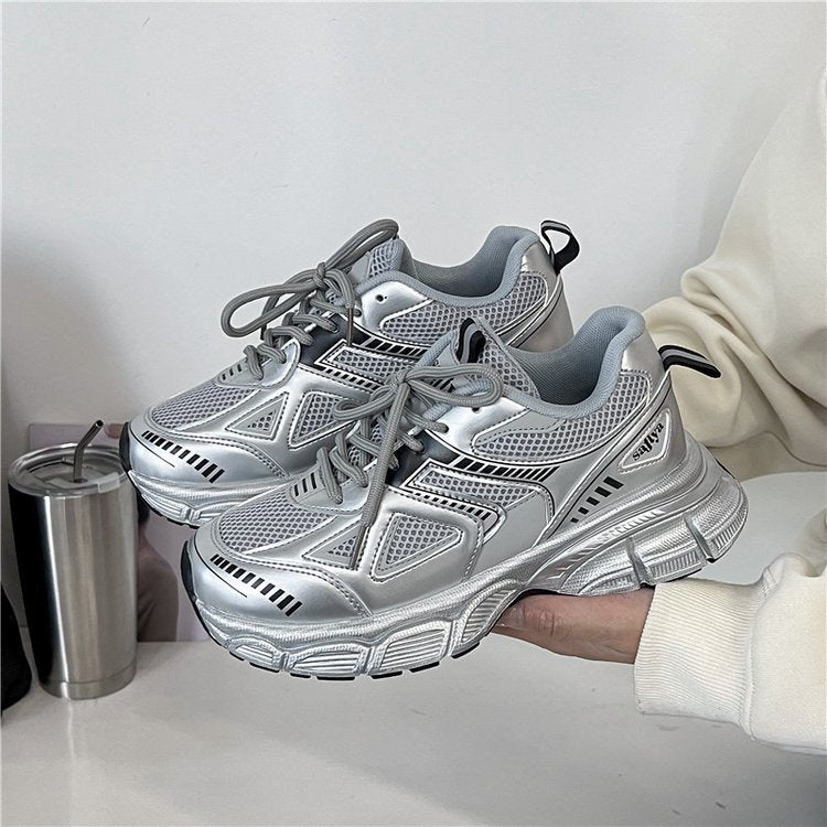 Edie - Women's Trendy Platform Dad Sneakers, Korean-Style Thick Sole Shoes