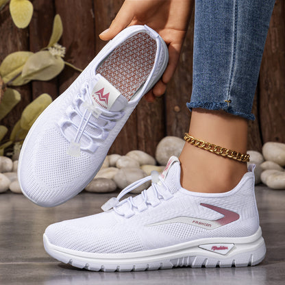 Elara - Women's Knit Outdoor Sneakers, Solid Color Versatile Running Shoes