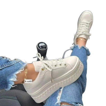 Luna - Women's Platform Lace-Up Sneakers, Thick Sole Nurse Shoes