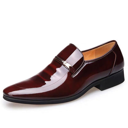 Reid - Men's Patent Leather Business Shoes, Formal Wedding Slip-On Oxfords