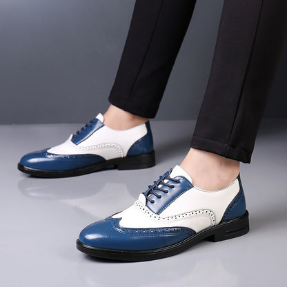 Liam - Men's Brogue Wingtip Business Shoes, Two-Tone Formal Oxfords