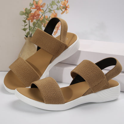 Hazel - Women's Wedge Roman Sandals, Open-Toe Elastic Strap Shoes