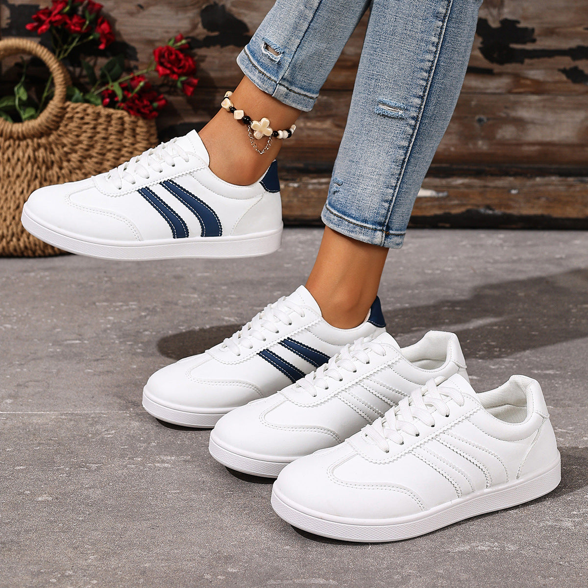 Nora - Women's Solid Platform Sneakers, Thick Sole Western-Style Shoes