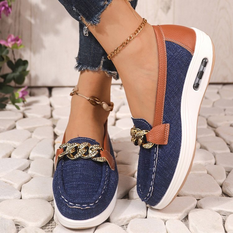 Sofia - Women's Round-Toe Buckle Loafers, Thick Sole Solid Color Flats