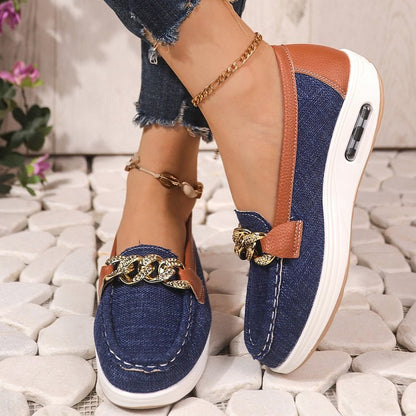 Sofia - Women's Round-Toe Buckle Loafers, Thick Sole Solid Color Flats