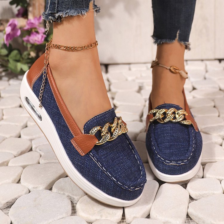 Sofia - Women's Round-Toe Buckle Loafers, Thick Sole Solid Color Flats