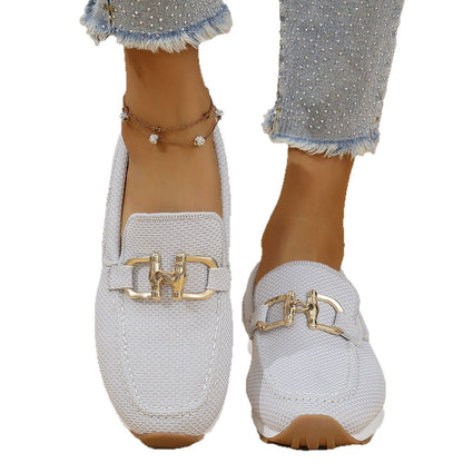Zara - Women's Round-Toe Buckle Slip-On Flats, Comfortable Everyday Shoes
