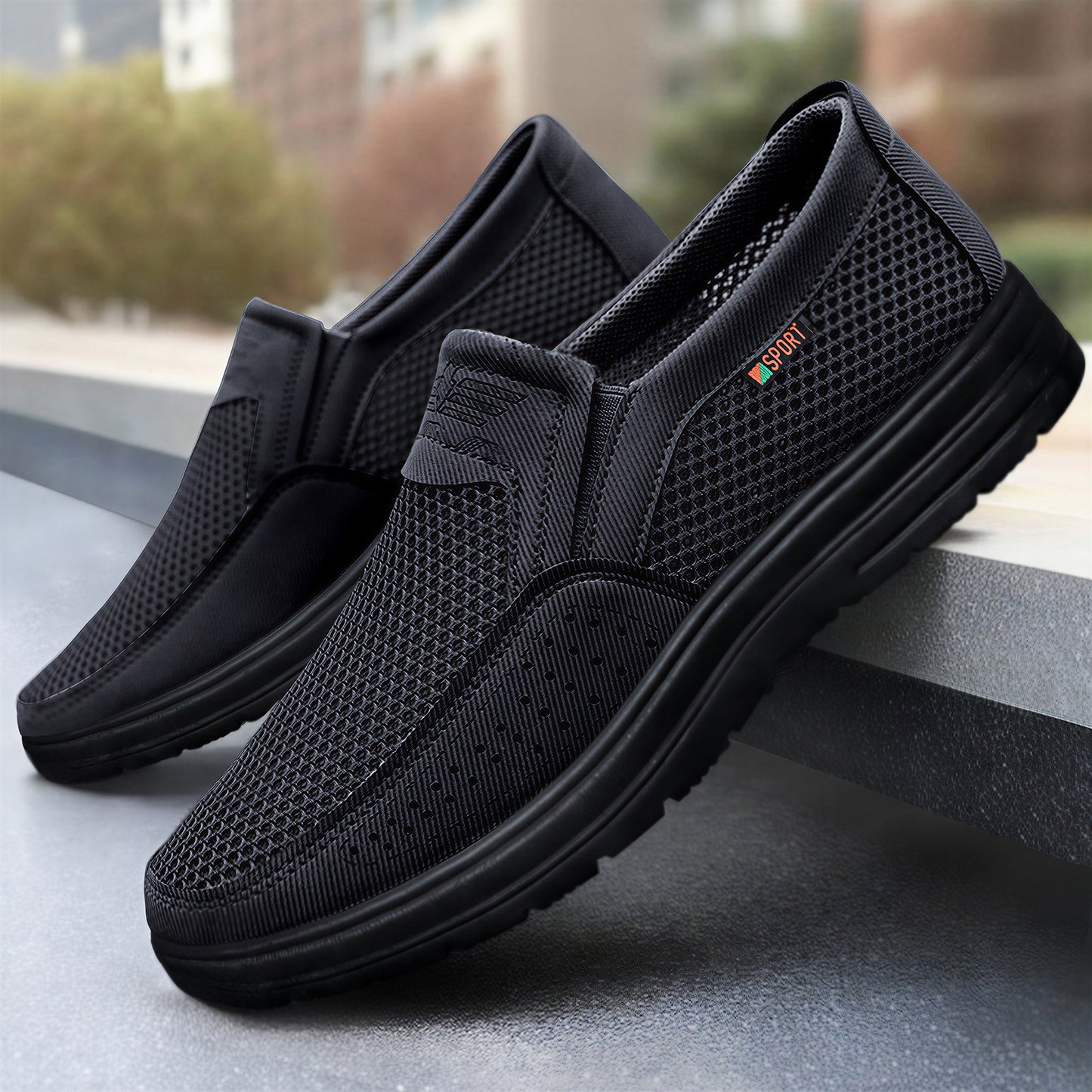 Cole - Men's Breathable Mesh Canvas Loafers, Lightweight Slip-On Dad Shoes