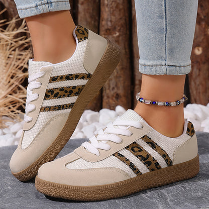 Hazel - Women's Leopard Print Skate Sneakers, Retro Casual Board Shoes