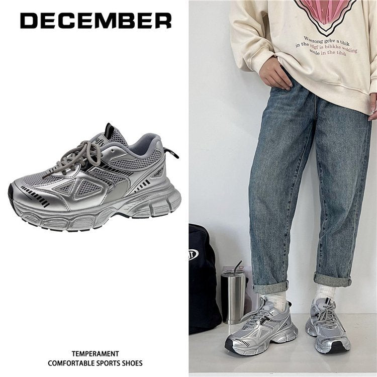 Edie - Women's Trendy Platform Dad Sneakers, Korean-Style Thick Sole Shoes