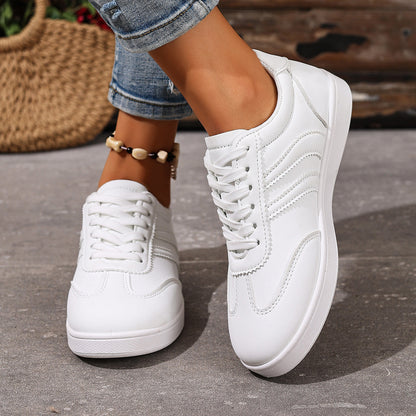 Nora - Women's Solid Platform Sneakers, Thick Sole Western-Style Shoes
