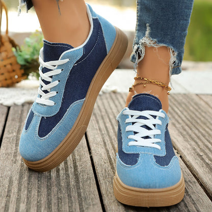 Nova - Women's Round-Toe Platform Skate Sneakers, Non-Slip Lace-Up Shoes