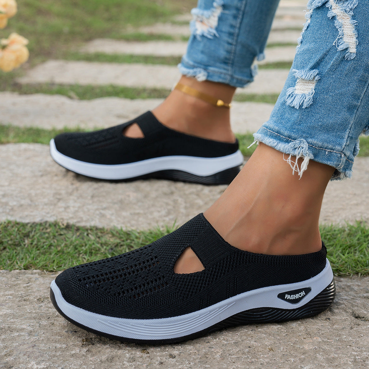 Tess - Women's Orthopedic Backless Comfort Shoes, Breathable Slip-On Mules