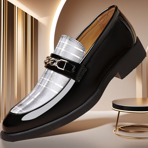 Drake - Men's Patent Leather Pointed-Toe Business Shoes, British Formal Oxfords