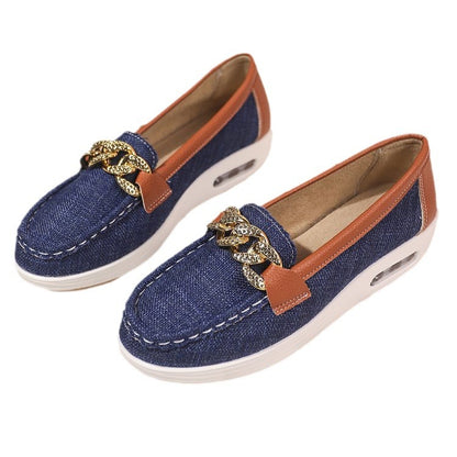 Sofia - Women's Round-Toe Buckle Loafers, Thick Sole Solid Color Flats
