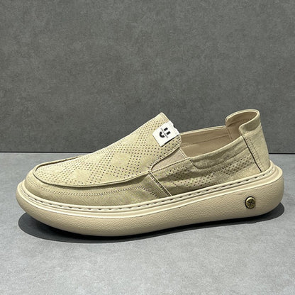 Beau - Men's Wide-Toe Canvas Slip-On Sneakers, Thick Sole Comfort Shoes