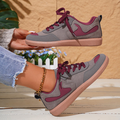 Luna - Women's Color-Block Round-Toe Flats, Casual Low-Cut Shoes