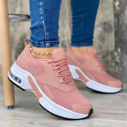 Vera - Women's Platform Mesh Lace-Up Sneakers, Air Cushion Nurse Shoes