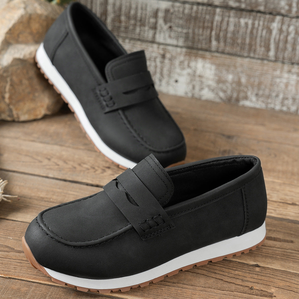 Ines - Women's Suede Wedge Loafers, British-Style Slip-On Shoes