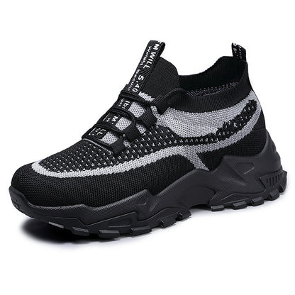 Zara - Women's Knit Mesh Dad Sneakers, Soft Sole Breathable Casual Shoes