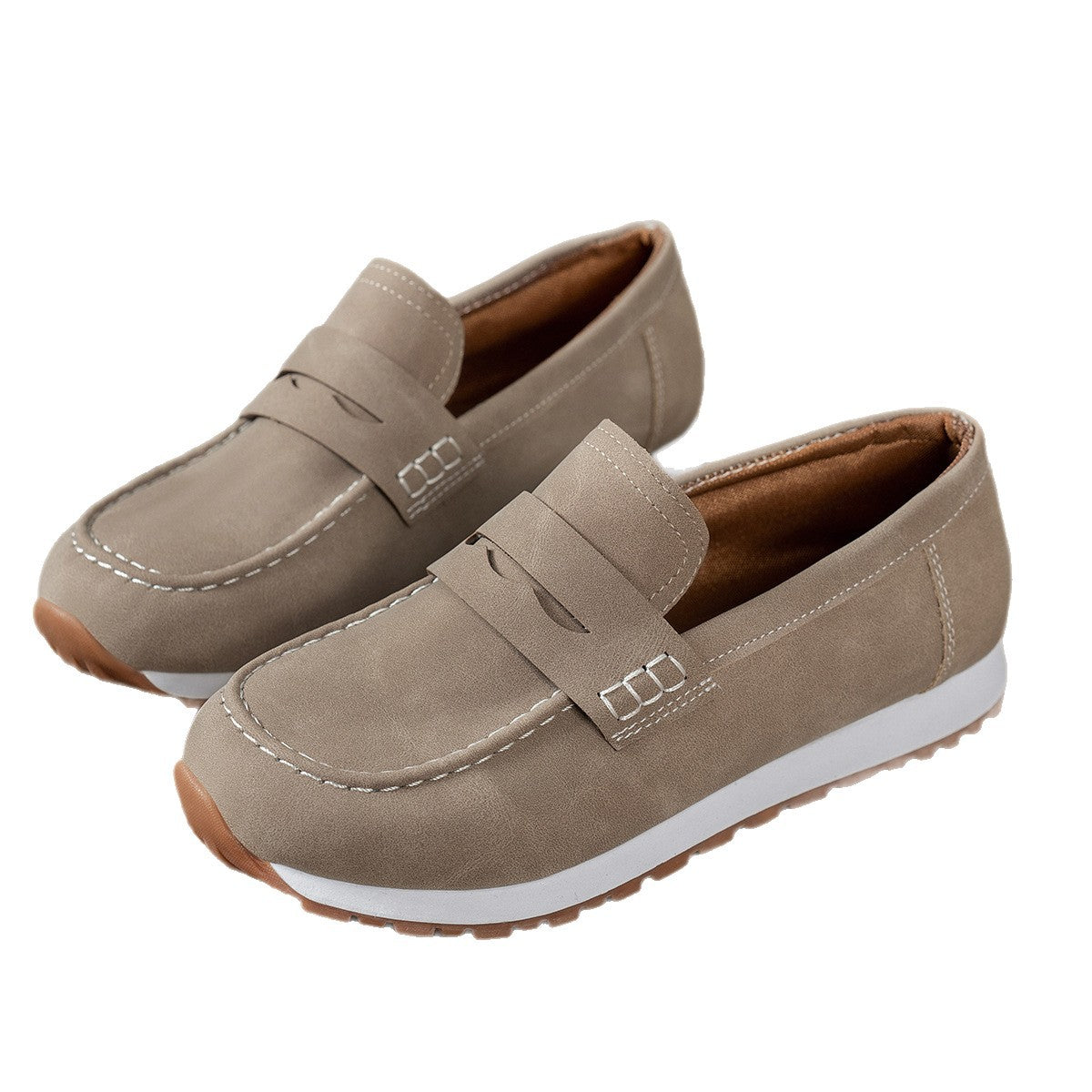 Ines - Women's Suede Wedge Loafers, British-Style Slip-On Shoes