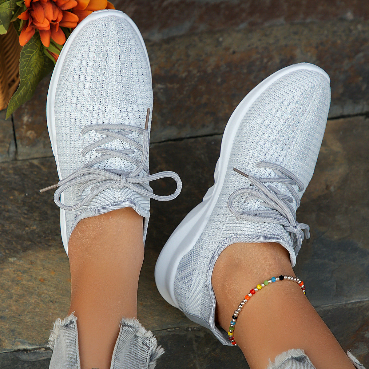 Lyra - Women's Orthopedic Knit Running Shoes, Flat Sole Comfort Sneakers