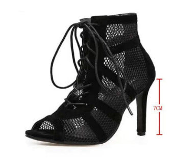 Edie - Women's Mesh Cross-Strap Stiletto Sandals, Sexy Open-Toe Heels