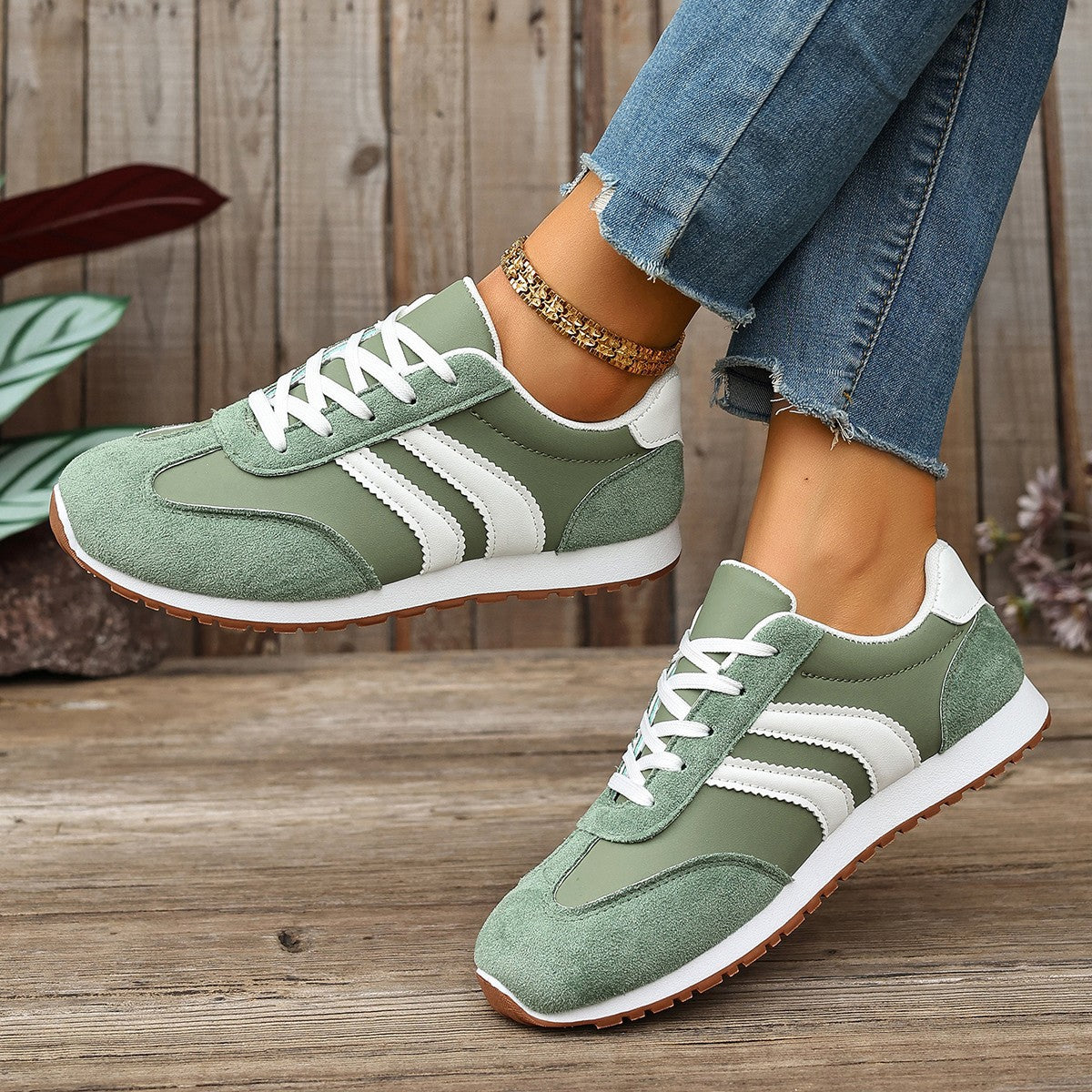 Ines - Women's Flat Sole Student Sneakers, Casual Walking Work Shoes