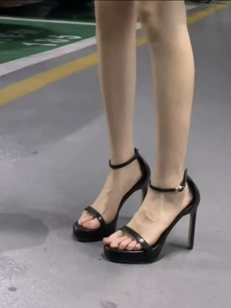 Elara - Women's Strappy Stiletto Platform Sandals, Sexy Metallic Heels