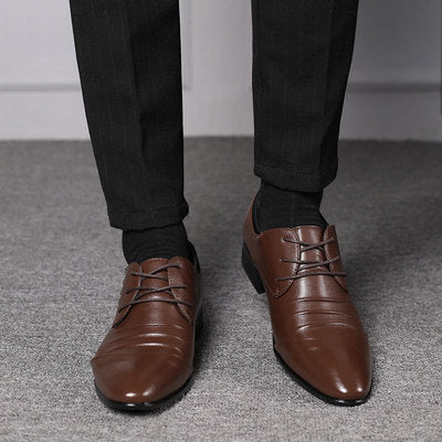 Beau - Men's Pointed-Toe Lace-Up Business Shoes, Formal Wedding Dress Shoes