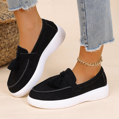 Skye - Women's Suede Tassel Loafers, Roman-Style Platform Flats