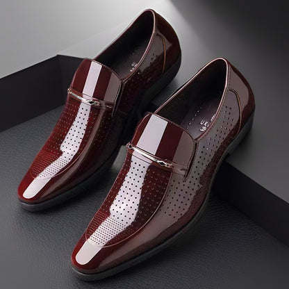 Reid - Men's Patent Leather Business Shoes, Formal Wedding Slip-On Oxfords