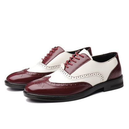 Liam - Men's Brogue Wingtip Business Shoes, Two-Tone Formal Oxfords