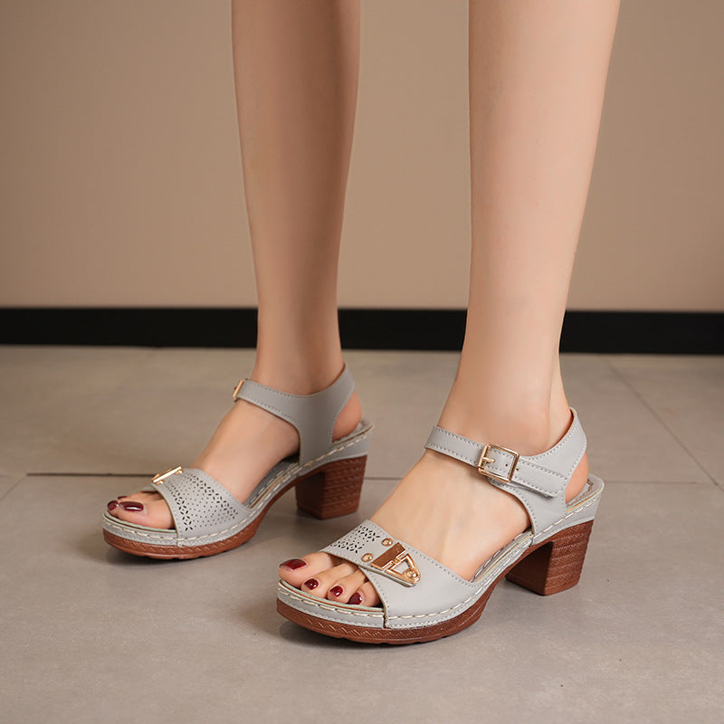 Lyra - Women's Chunky Heel Casual Sandals, Comfortable Everyday Heels