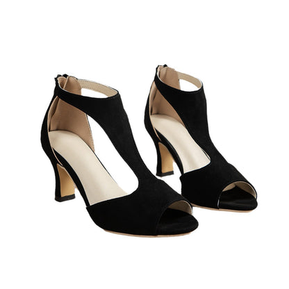 Briar - Women's Side-Zip Roman Heel Sandals, Sleek Stiletto Open-Toe Shoes