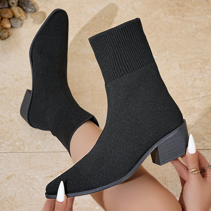 Elara - Women's Knit Sock Mid-Calf Boots, Lightweight Stretch Boots