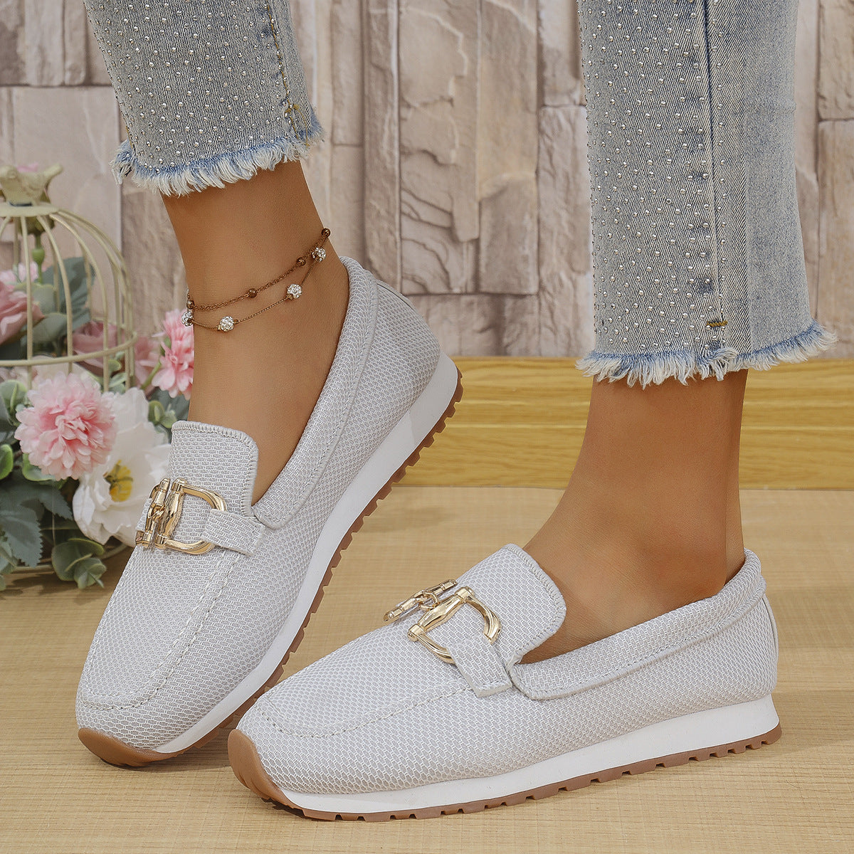 Zara - Women's Round-Toe Buckle Slip-On Flats, Comfortable Everyday Shoes